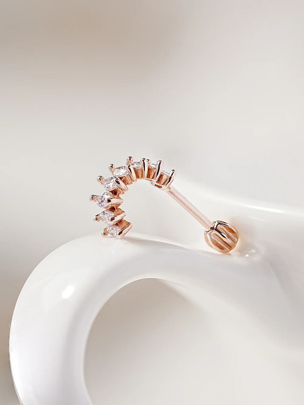 14K Gold Wing Curve Cubic Cartilage Earring 18G16G - Image 11