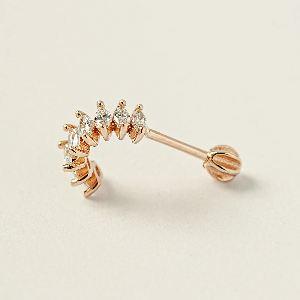 14K Gold Wing Curve Cubic Cartilage Earring 18G16G - Image 12