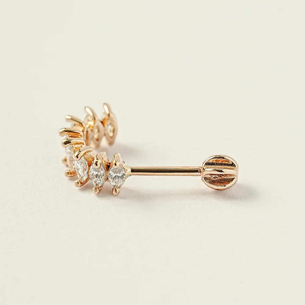 14K Gold Wing Curve Cubic Cartilage Earring 18G16G - Image 13