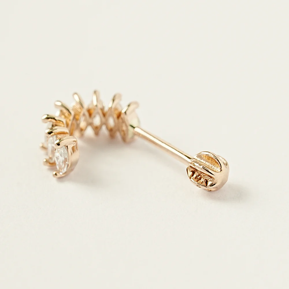 14K Gold Wing Curve Cubic Cartilage Earring 18G16G - Image 14