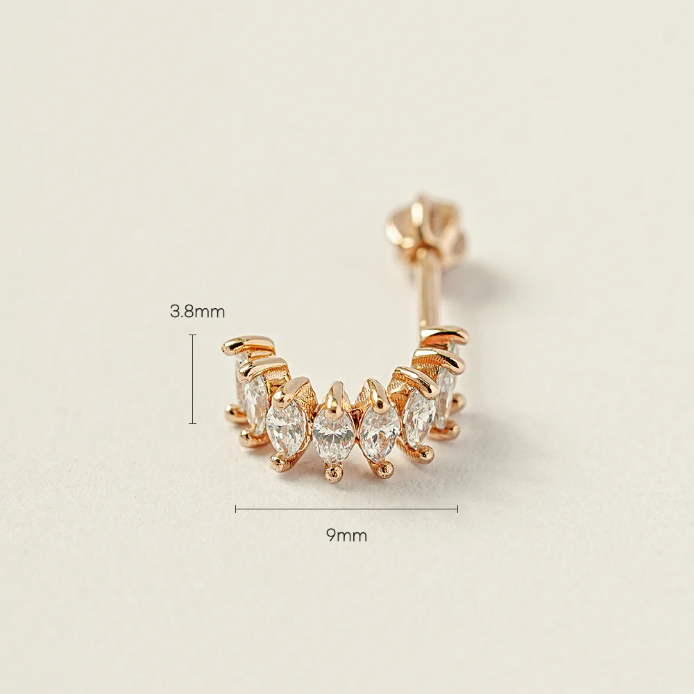 14K Gold Wing Curve Cubic Cartilage Earring 18G16G - Image 15