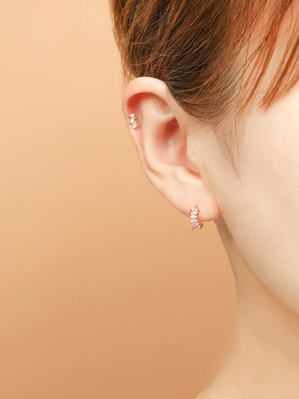 14K Gold Wing Curve Cubic Cartilage Earring 18G16G - Image 2