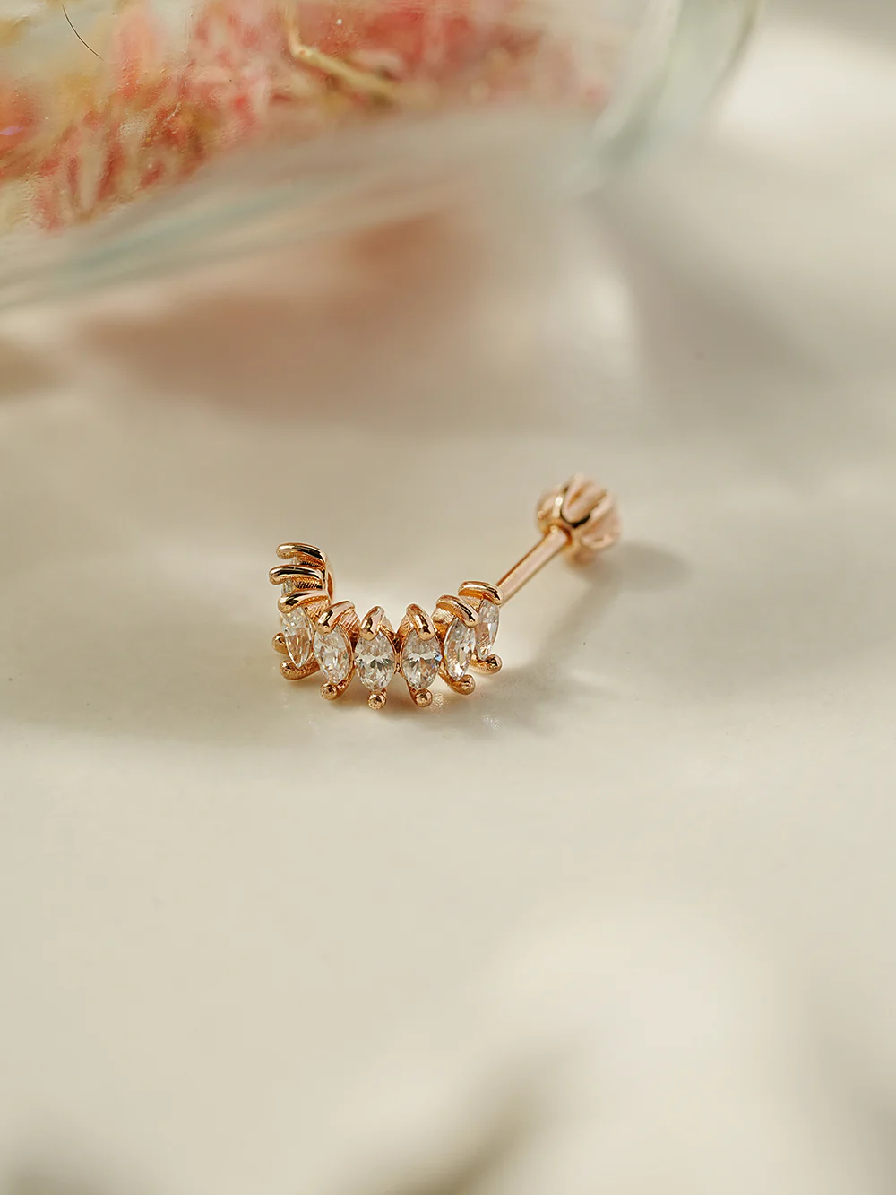 14K Gold Wing Curve Cubic Cartilage Earring 18G16G - Image 5