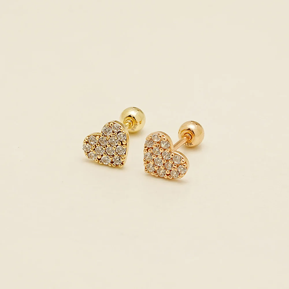 14K Gold Winter Cubic Heart Cartilage Earring 20G18G16G - Image 14