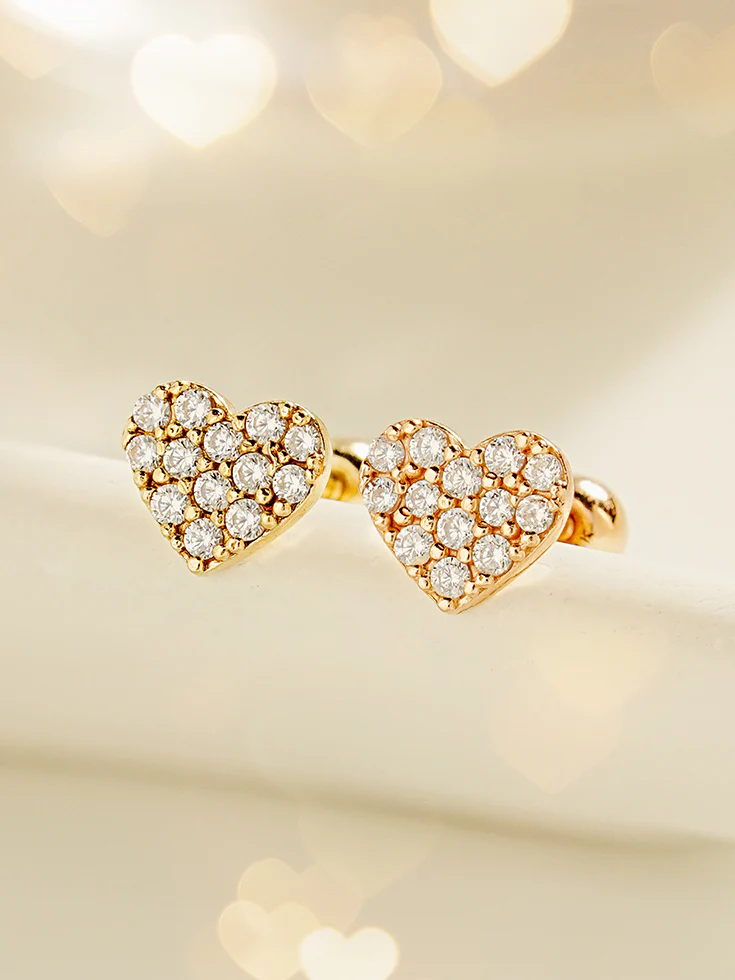 14K Gold Winter Cubic Heart Cartilage Earring 20G18G16G - Image 3
