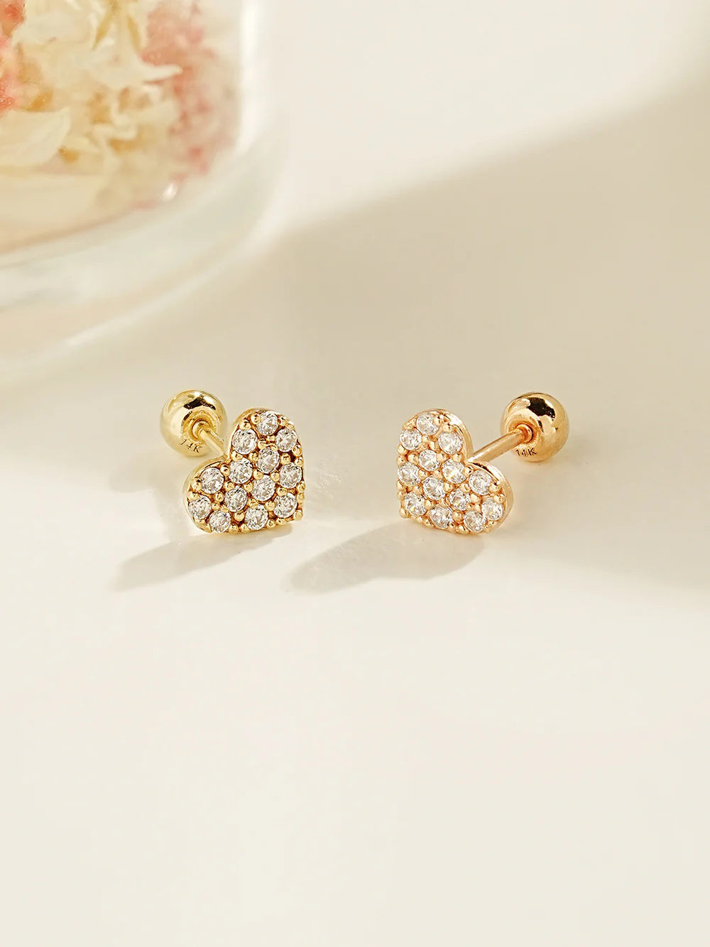 14K Gold Winter Cubic Heart Cartilage Earring 20G18G16G - Image 6