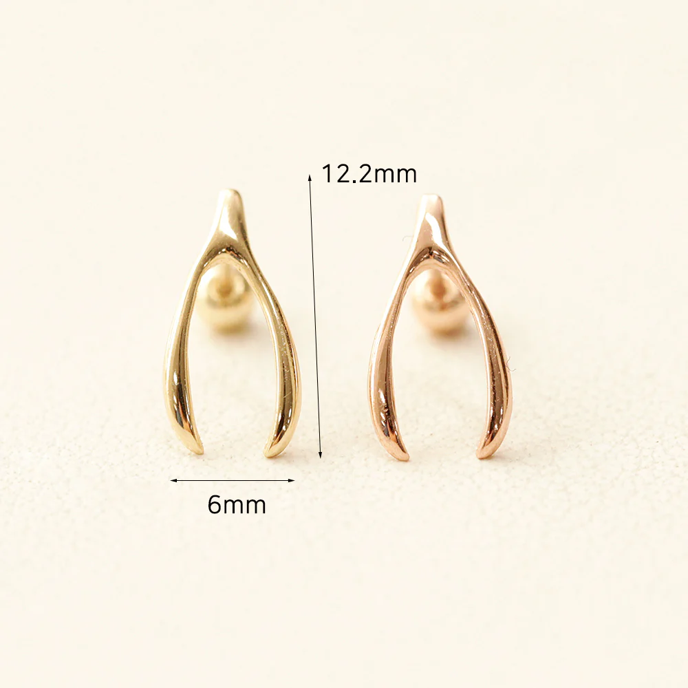 14K Gold Wishbone Cartilage Earring 20G18G16G - Image 11