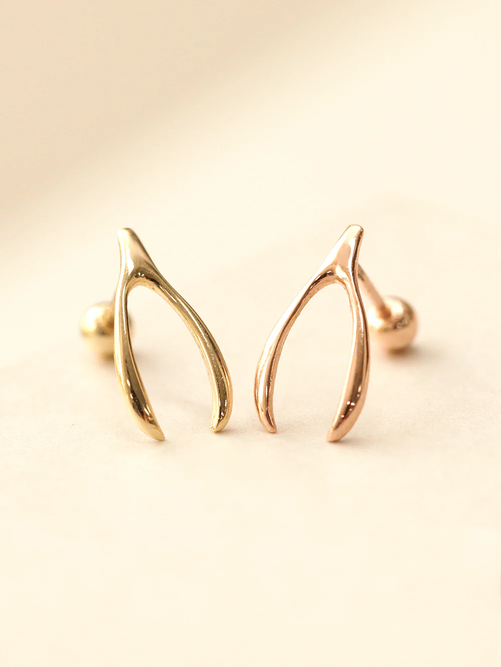 14K Gold Wishbone Cartilage Earring 20G18G16G - Image 6