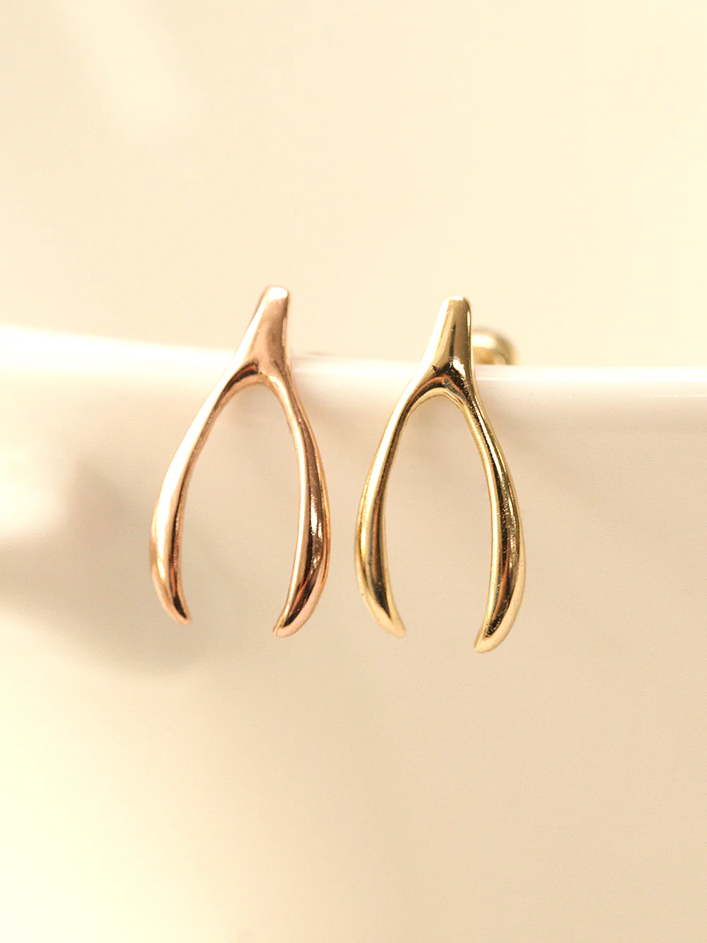 14K Gold Wishbone Cartilage Earring 20G18G16G - Image 8
