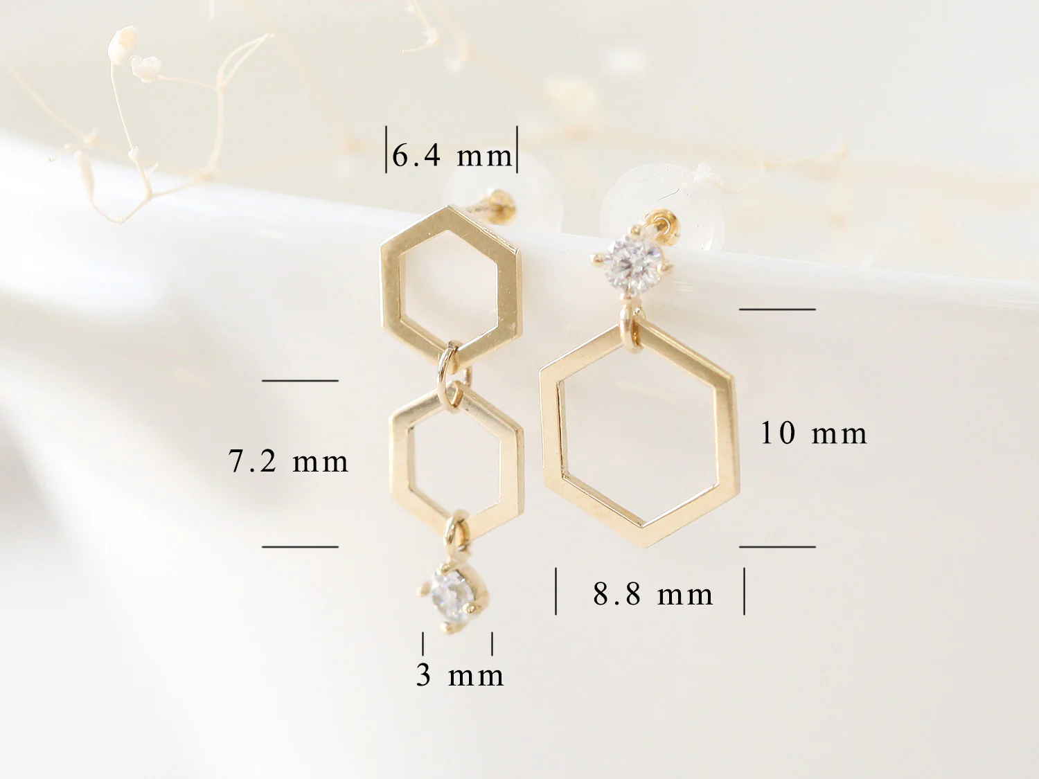 14K Gold Honeycomb Drop Earring - Image 10