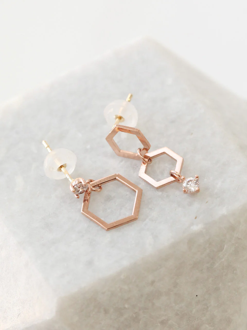 14K Gold Honeycomb Drop Earring - Image 4