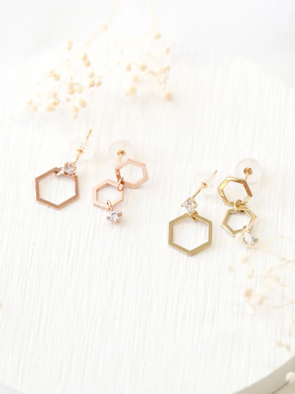 14K Gold Honeycomb Drop Earring - Image 5