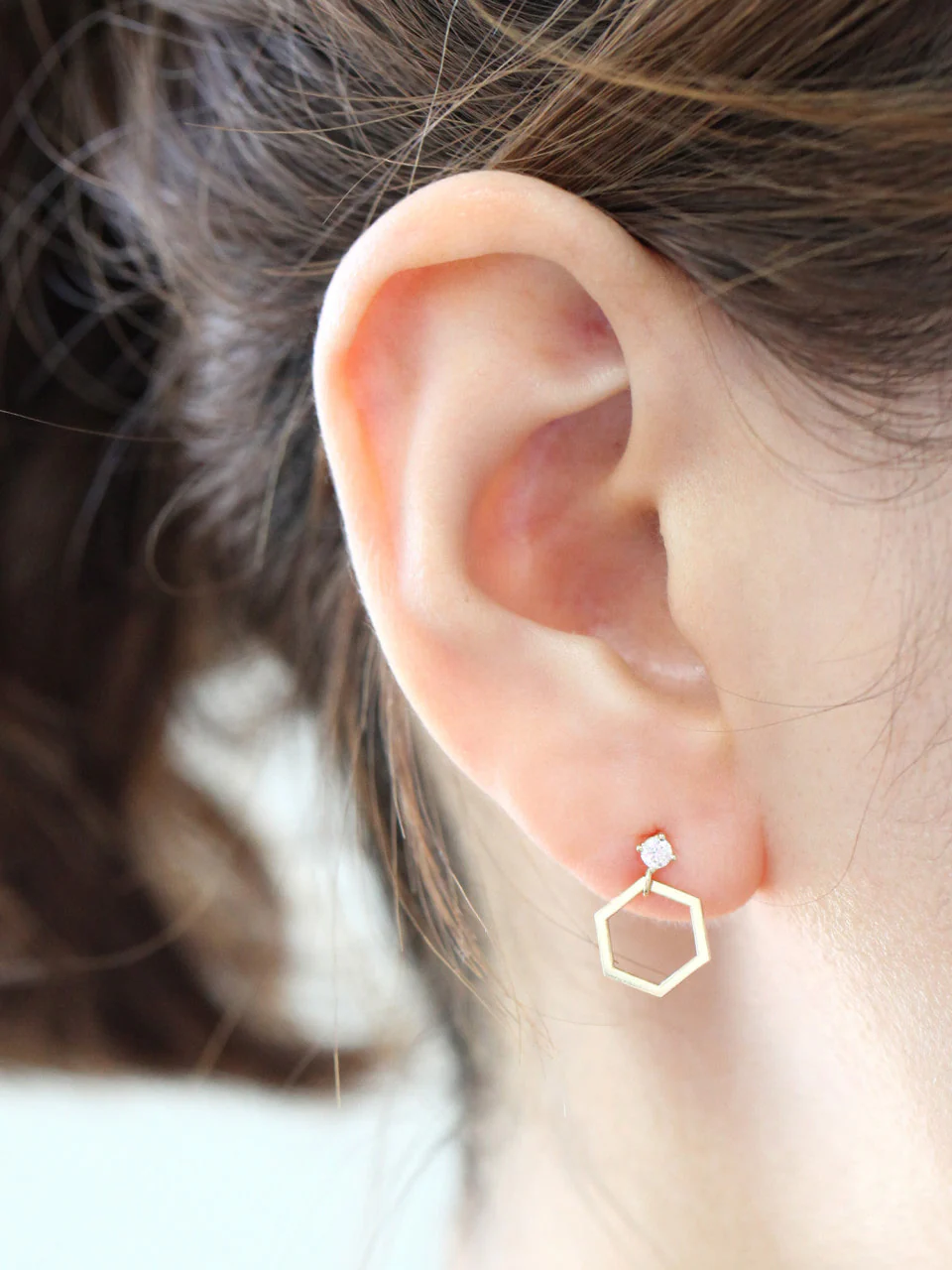 14K Gold Honeycomb Drop Earring - Image 7