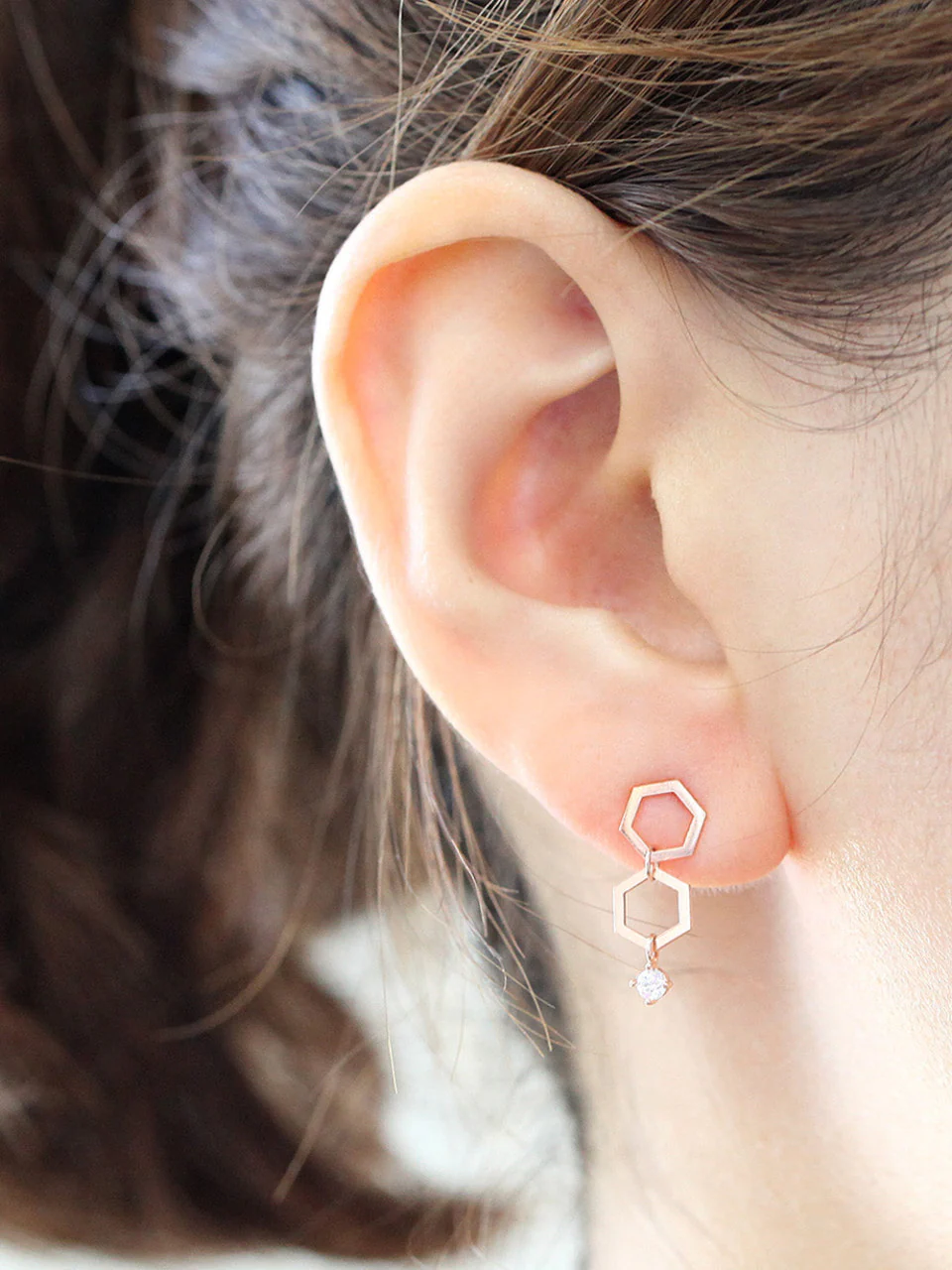 14K Gold Honeycomb Drop Earring - Image 8