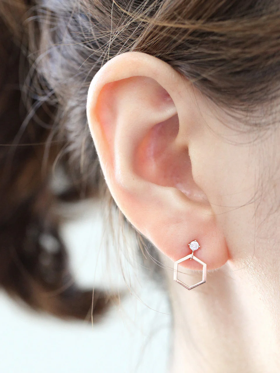 14K Gold Honeycomb Drop Earring - Image 9