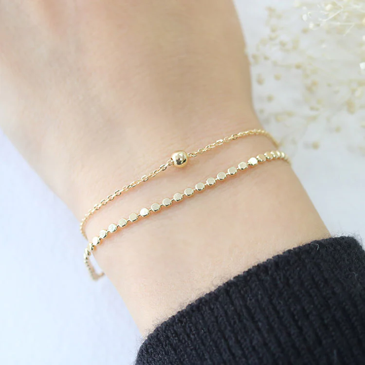 14K Gold Layered Ball Bracelet - Image 6