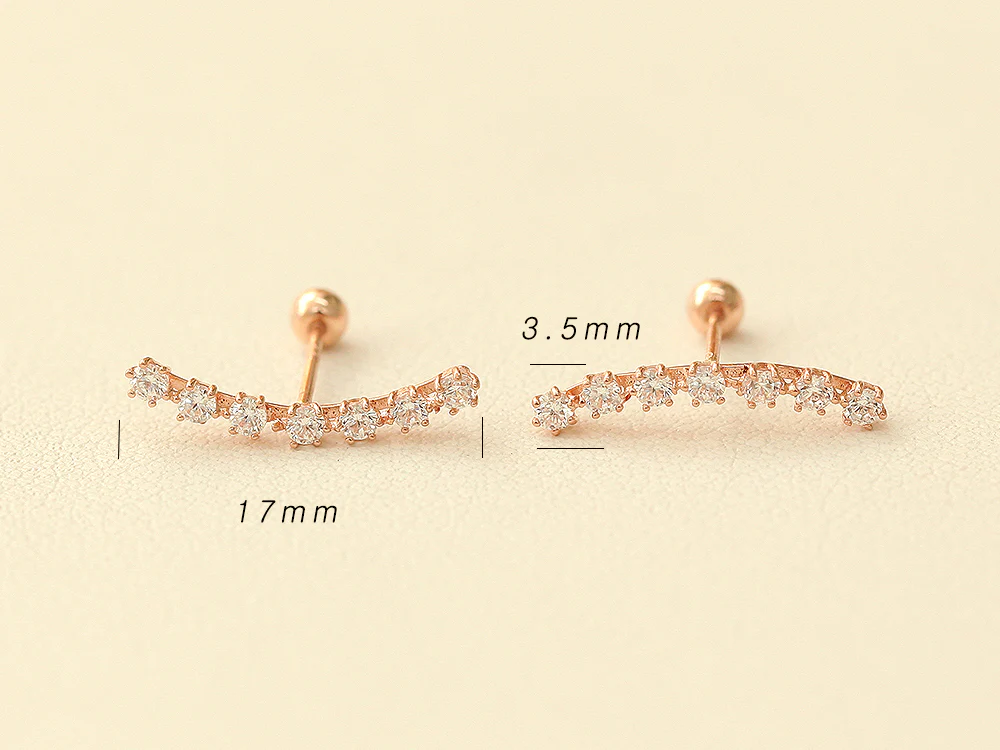 14K Gold Long Curve Cubic Cartilage Earring 20G - Image 11