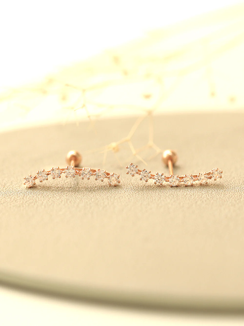 14K Gold Long Curve Cubic Cartilage Earring 20G - Image 3