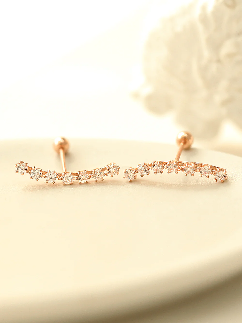 14K Gold Long Curve Cubic Cartilage Earring 20G - Image 4