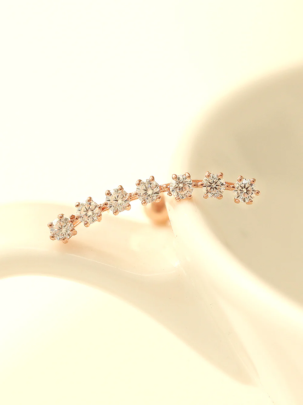 14K Gold Long Curve Cubic Cartilage Earring 20G - Image 8
