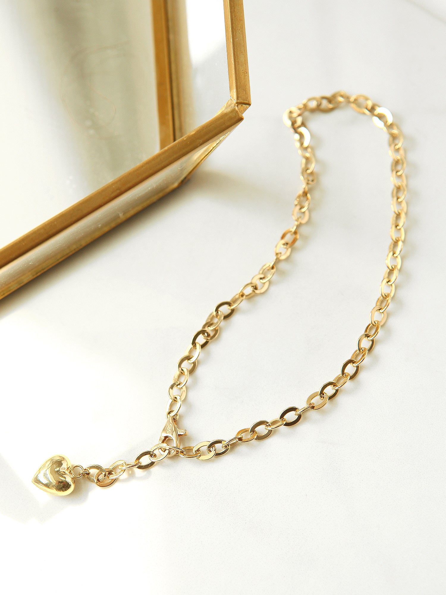 14K Gold Love Hollow Chain Anklet - Image 2