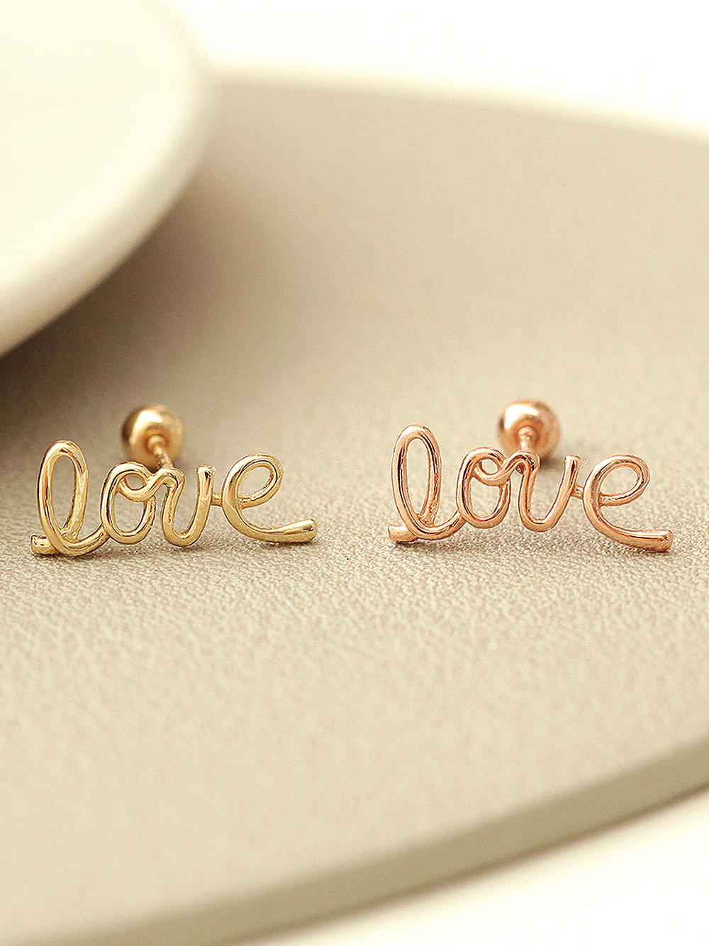 14K Gold Love Cartilage Earring 20G