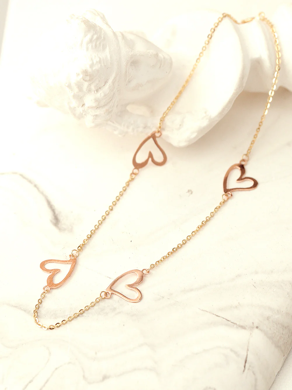 14K Gold Lovely Heart Chain Anklet Bracelet - Image 7