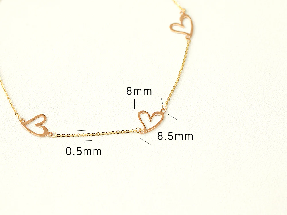 14K Gold Lovely Heart Chain Anklet Bracelet - Image 9