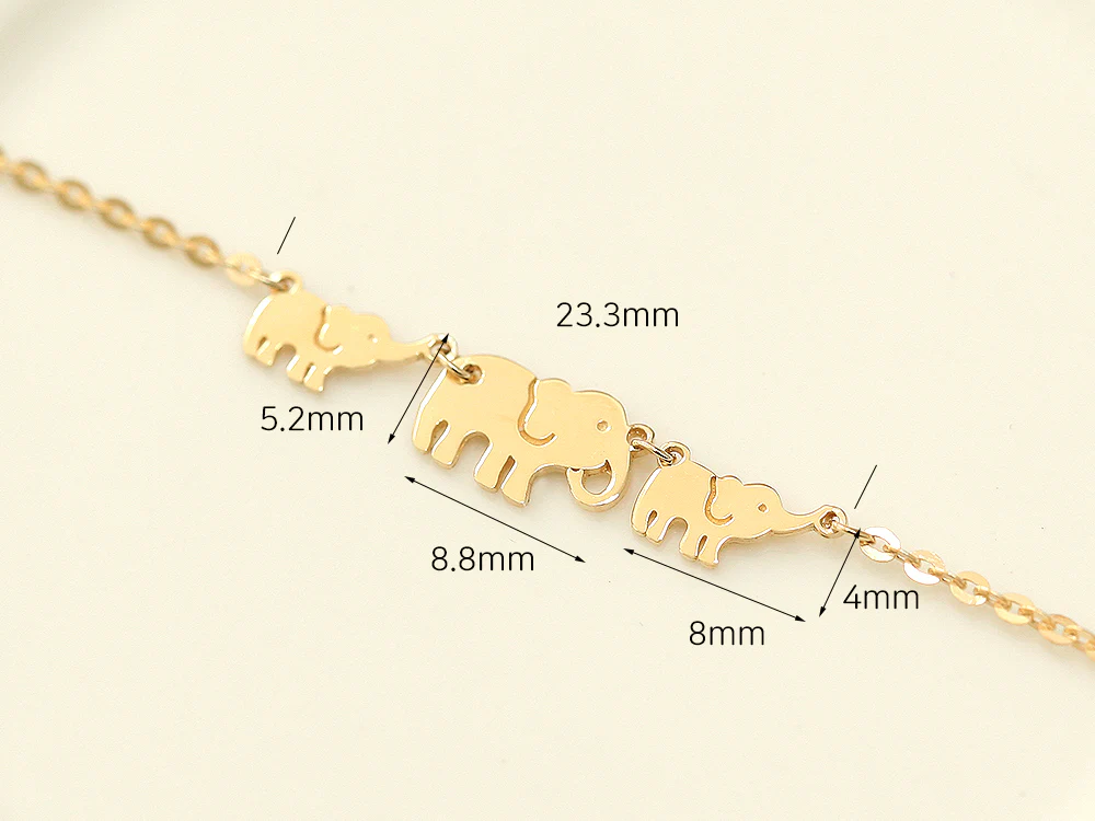 14K Gold Lucky Elephant Anklet Bracelet - Image 9