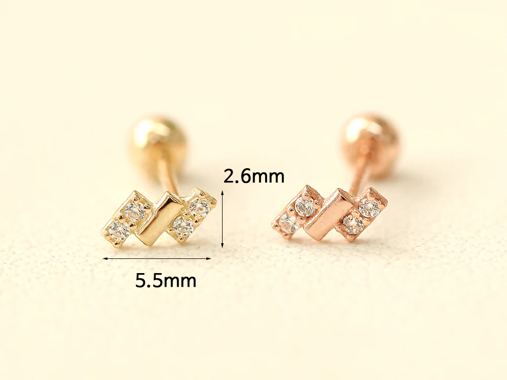 14K Gold Mini Baguette Cubic Cartilage Earring 20G - Image 10