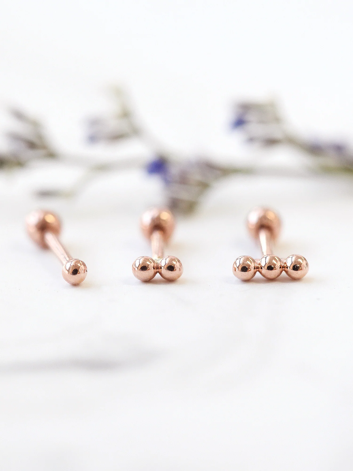 14K Gold Mini Ball Cartilage Earring 18G16G - Image 6