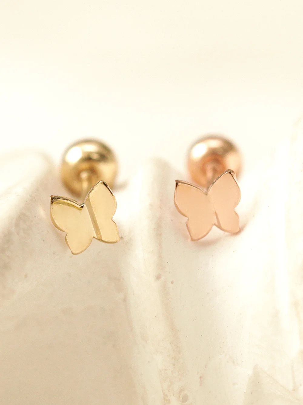 14K Gold Daily Mini Butterfly Cartilage Earring 20G18G16G - Image 3
