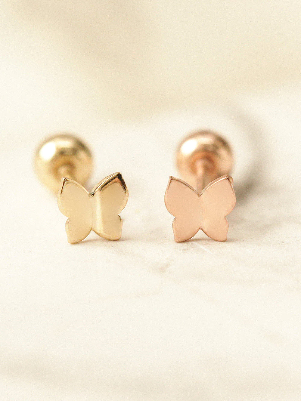 14K Gold Daily Mini Butterfly Cartilage Earring 20G18G16G - Image 4