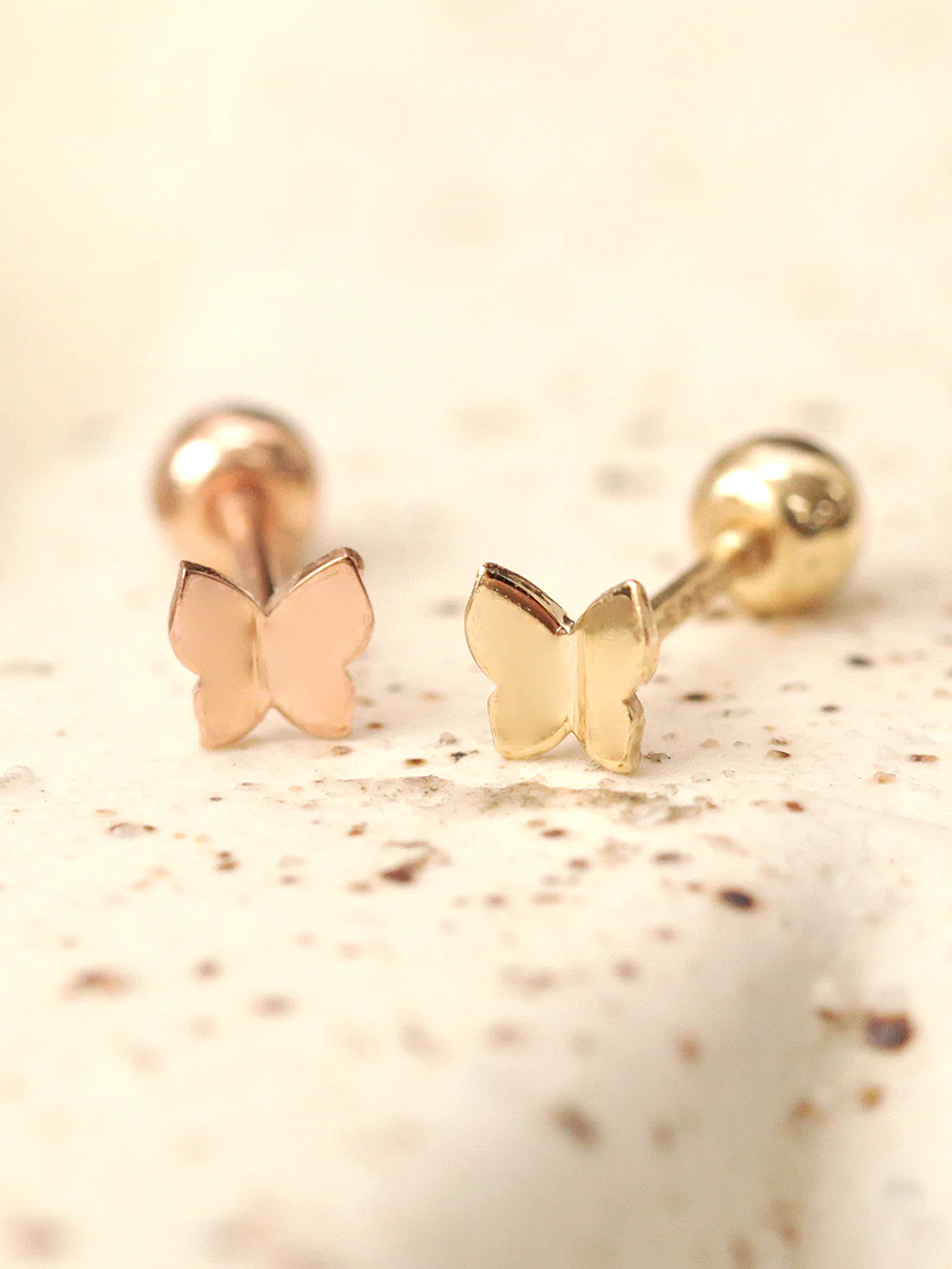 14K Gold Daily Mini Butterfly Cartilage Earring 20G18G16G - Image 7