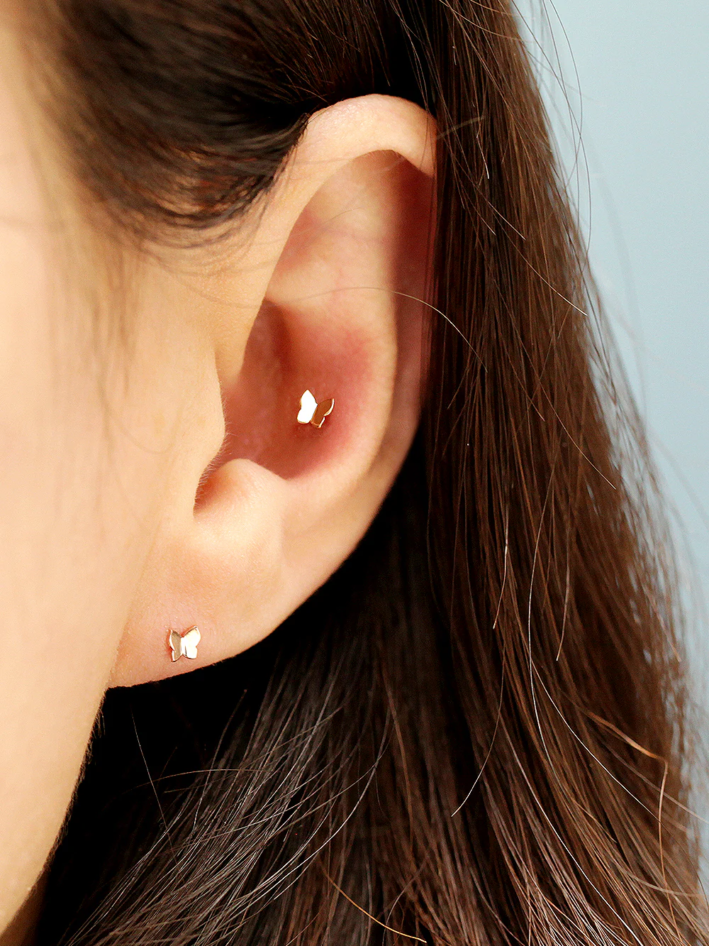 14K Gold Daily Mini Butterfly Cartilage Earring 20G18G16G - Image 9