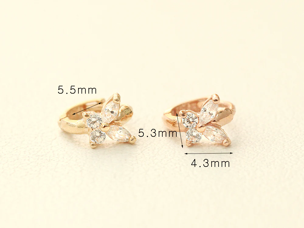 14K Gold Mini Cubic Butterfly Hoop Earring - Image 10