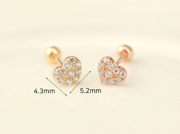 14K Gold Mini Volume Cubic Heart Cartilage Earring 20G - Image 8