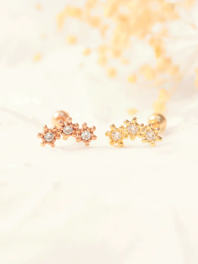 14K Gold Mini Cubic Cartilage Earring 20G