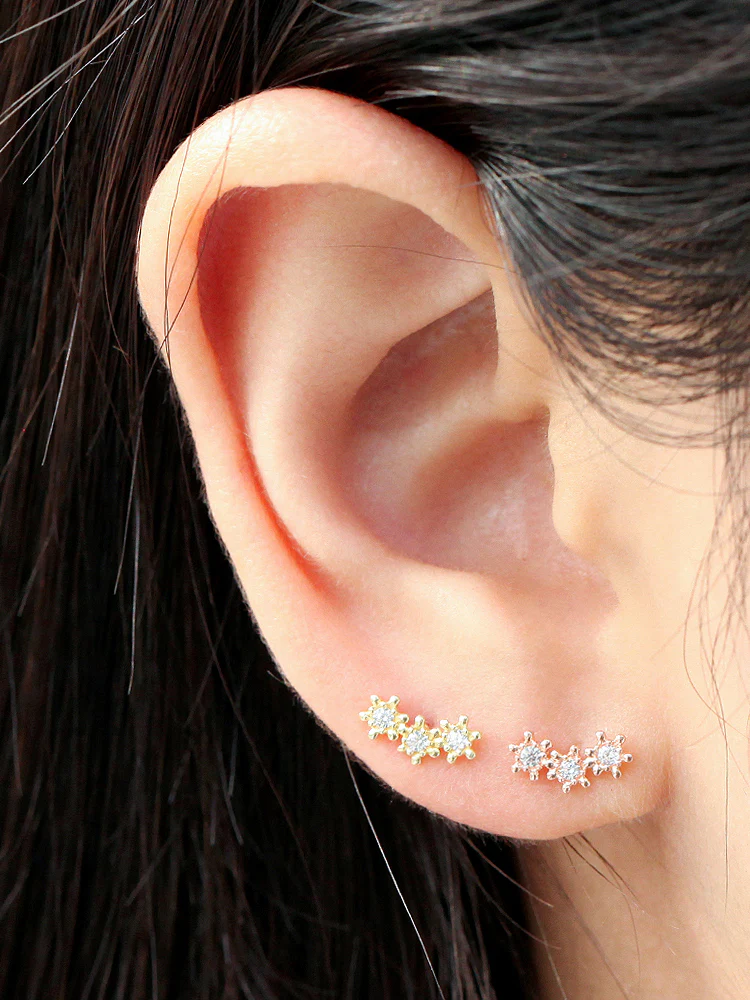14K Gold Mini Cubic Cartilage Earring 20G - Image 3
