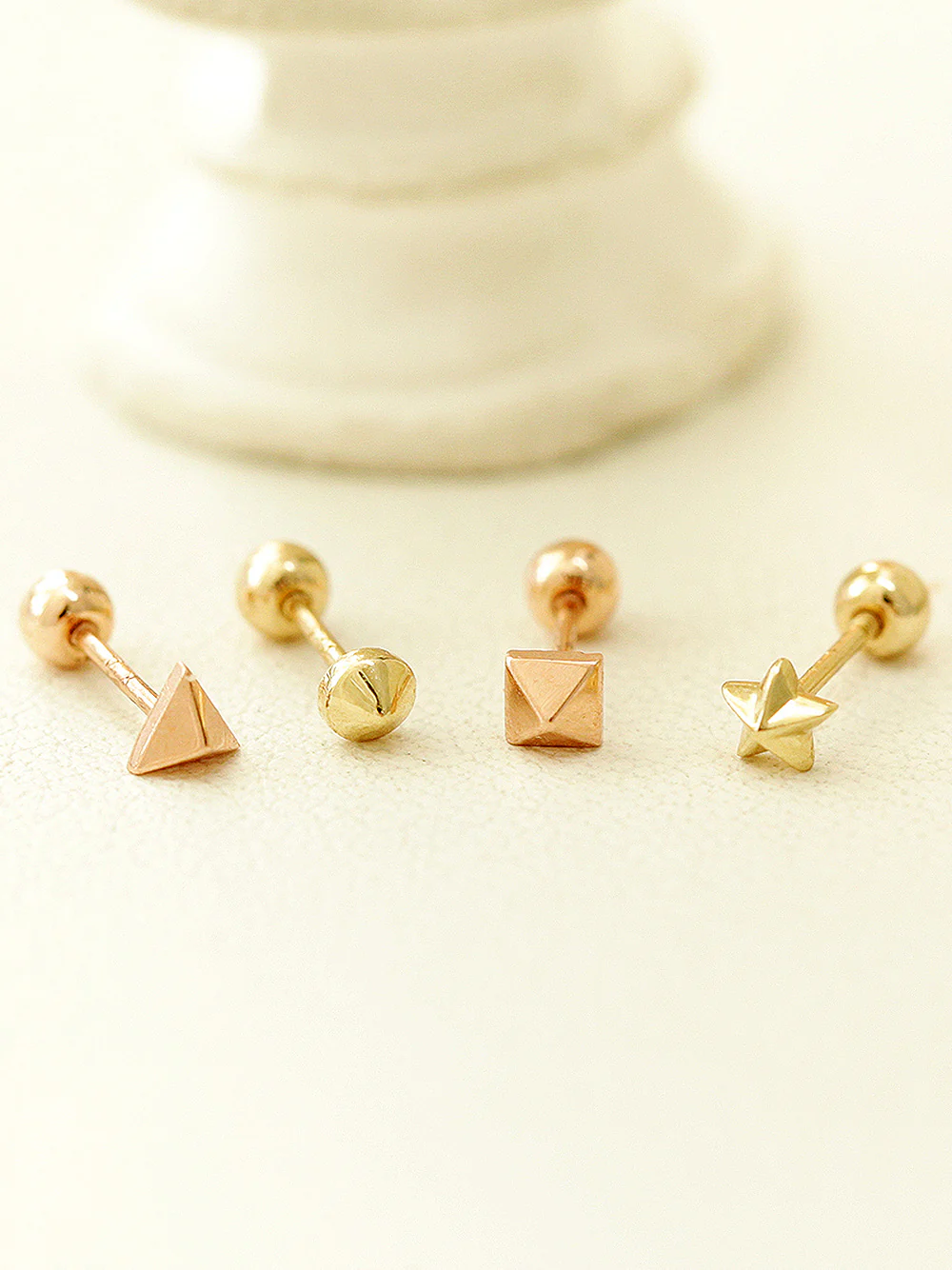 14K Gold Mini Shapes Cartilage Earring 20G