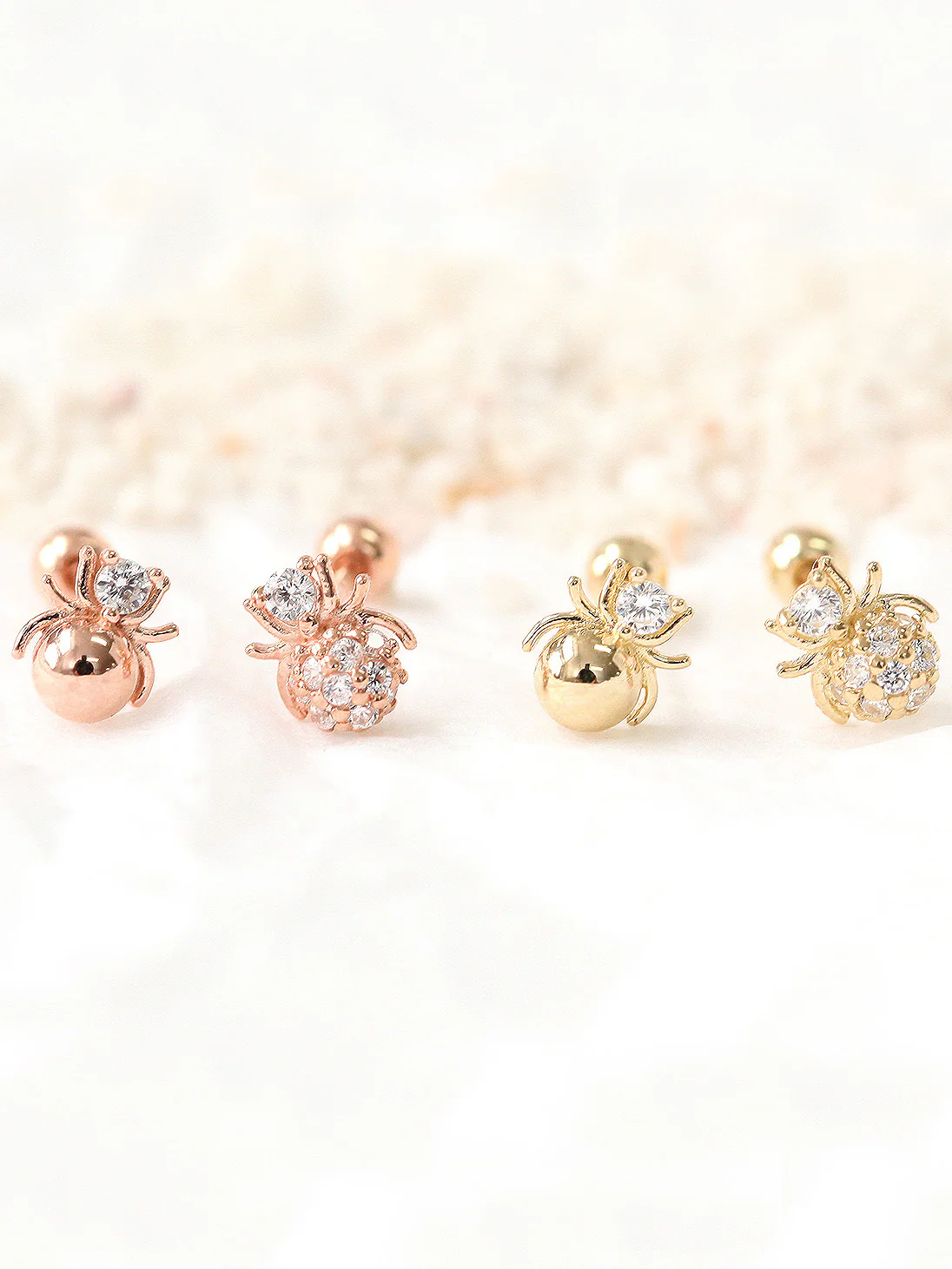 14K gold Mini Spider cartilage earring 20g