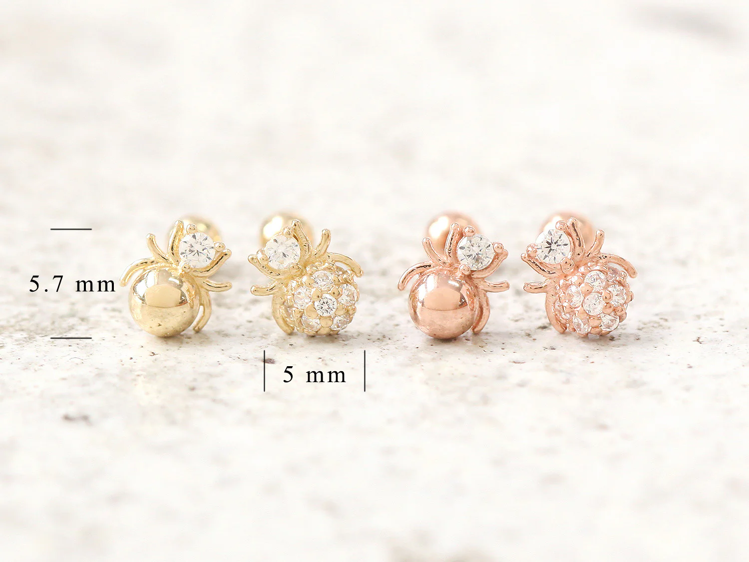 14K gold Mini Spider cartilage earring 20g - Image 10