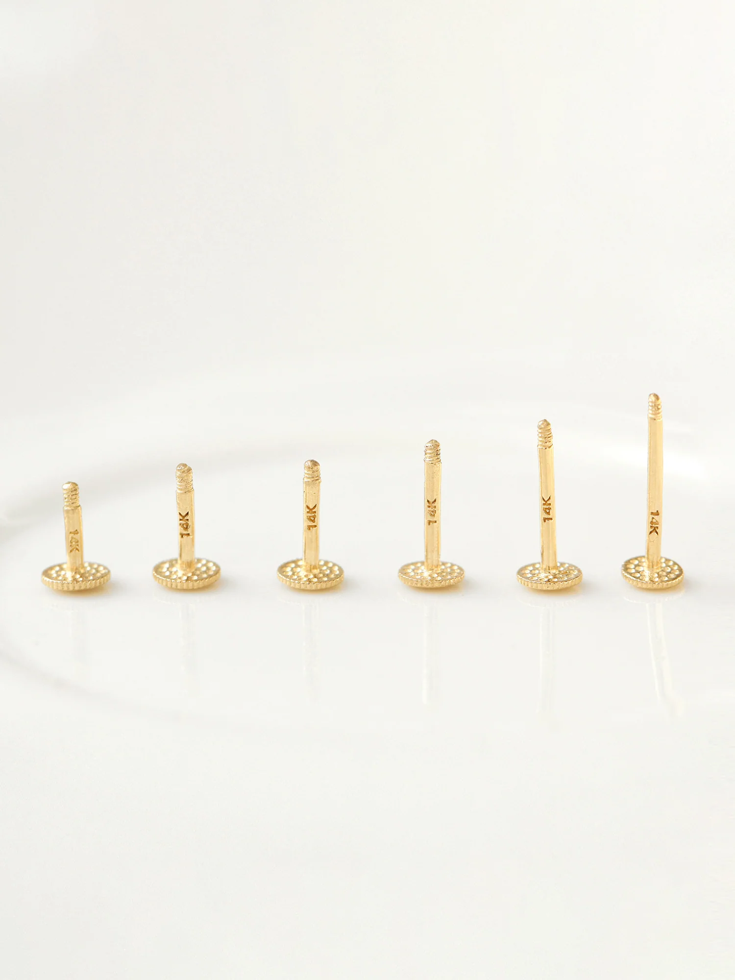 14K Gold Mini Flower Labret Piercing 18G16G - Image 4