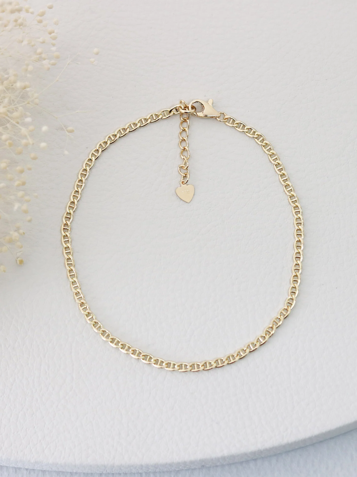 14K Gold Modern Chain Anklet bracelet - Image 3