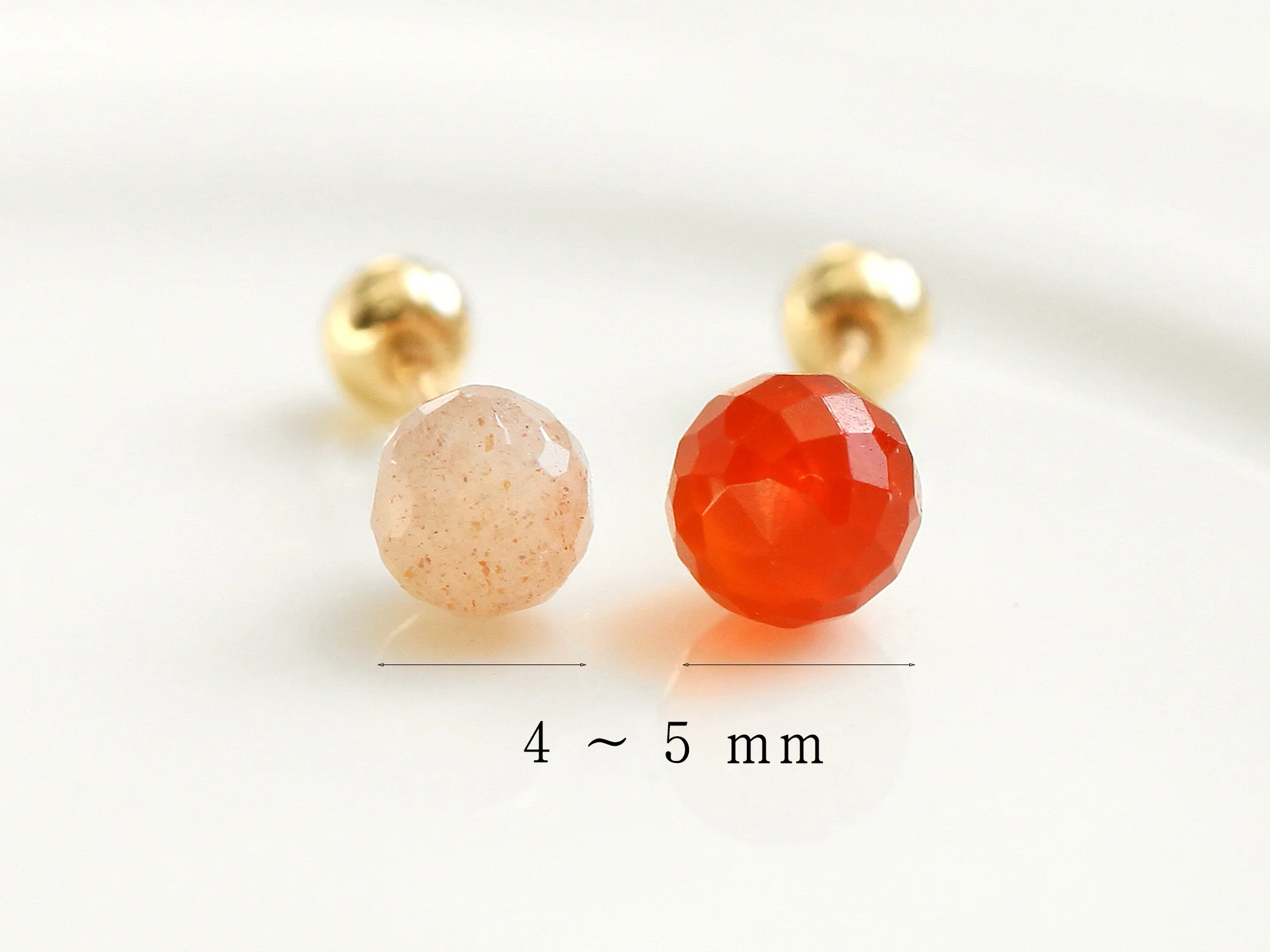 14K gold Natural Gemstone cartilage earring 20g - Image 11