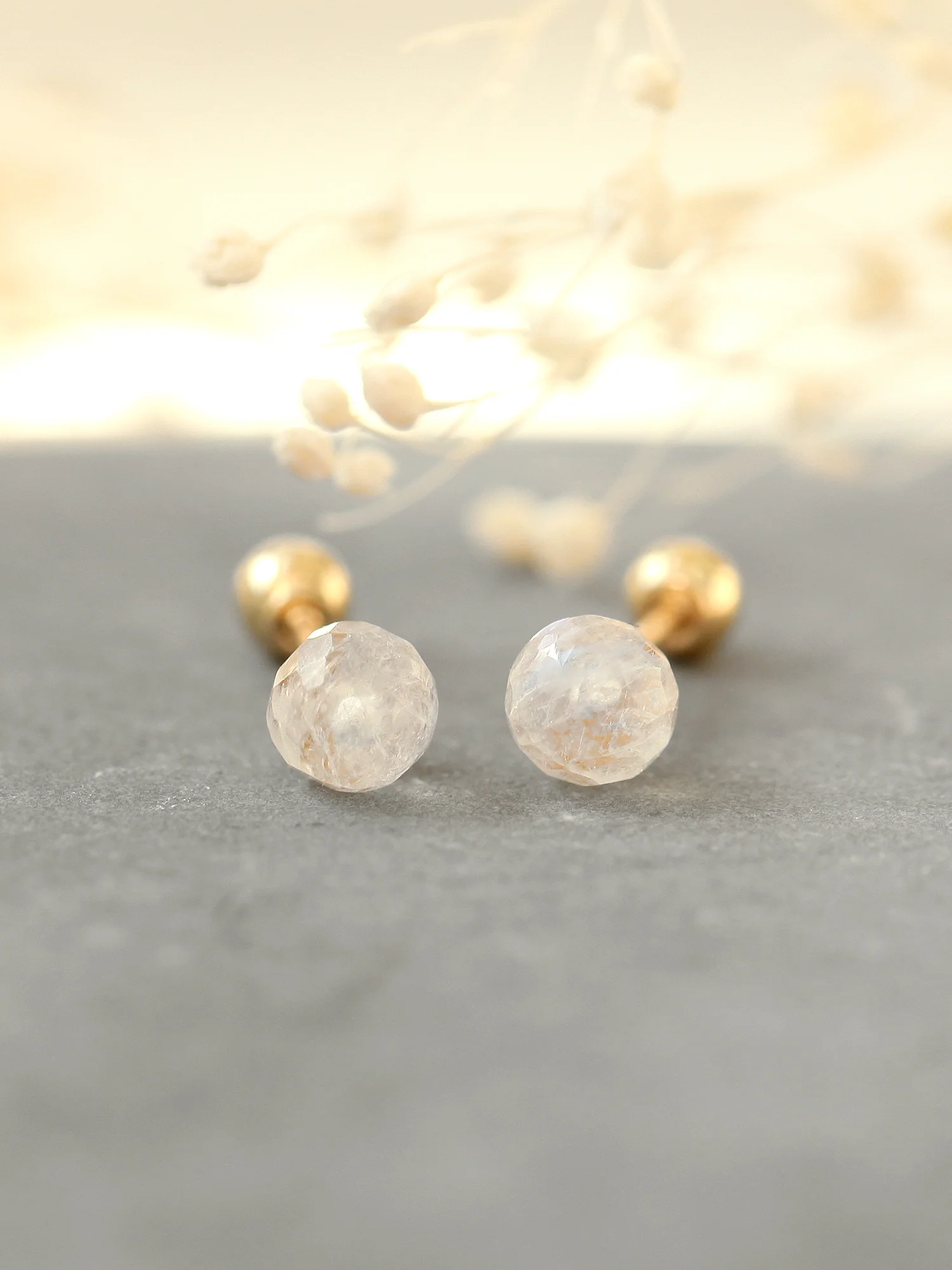 14K gold Natural Gemstone cartilage earring 20g - Image 5