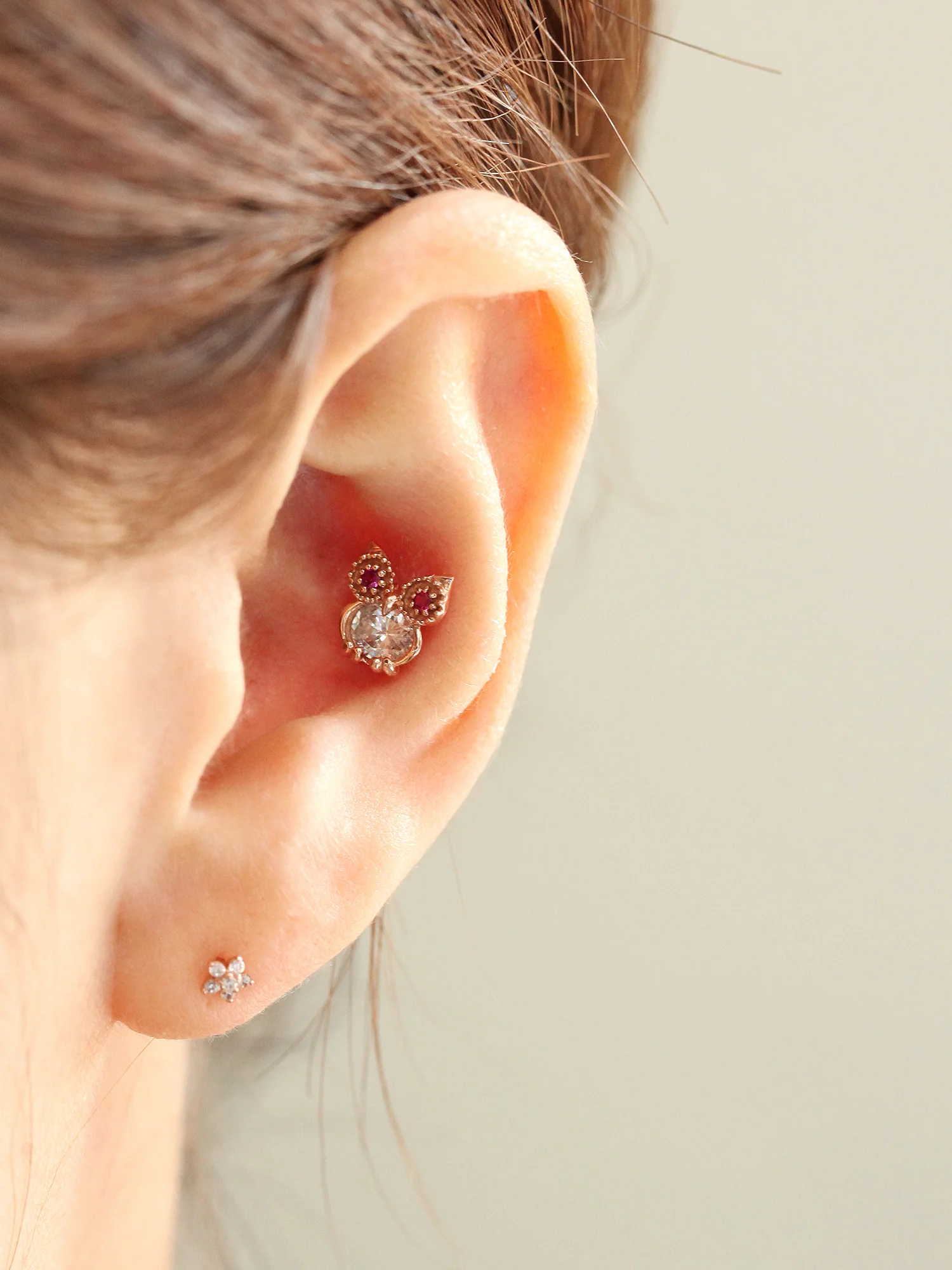 14K Gold Owl Cubic Cartilage Earring 18G16G - Image 10