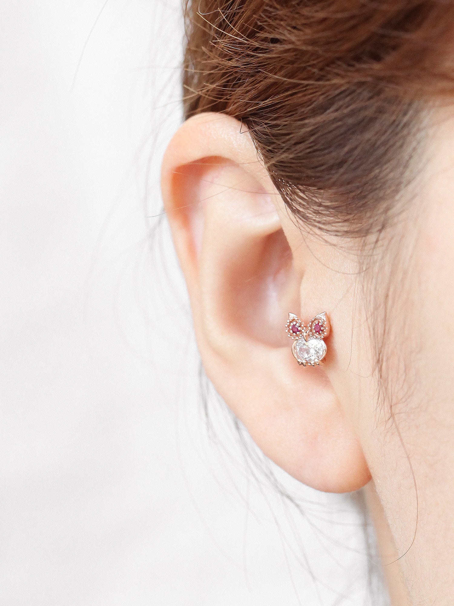 14K Gold Owl Cubic Cartilage Earring 18G16G - Image 7