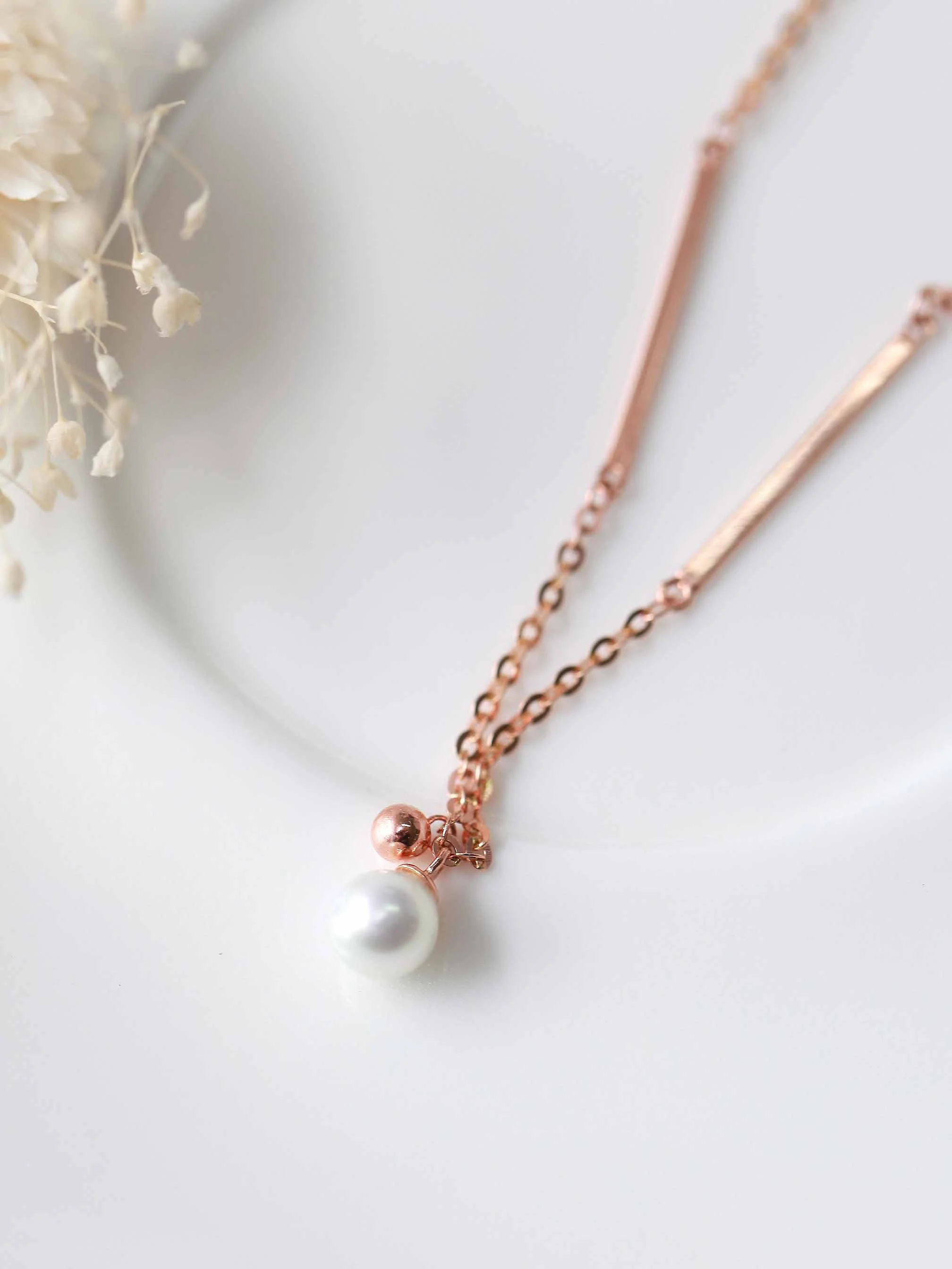 14K Gold Pearl & Ball Anklet - Image 7