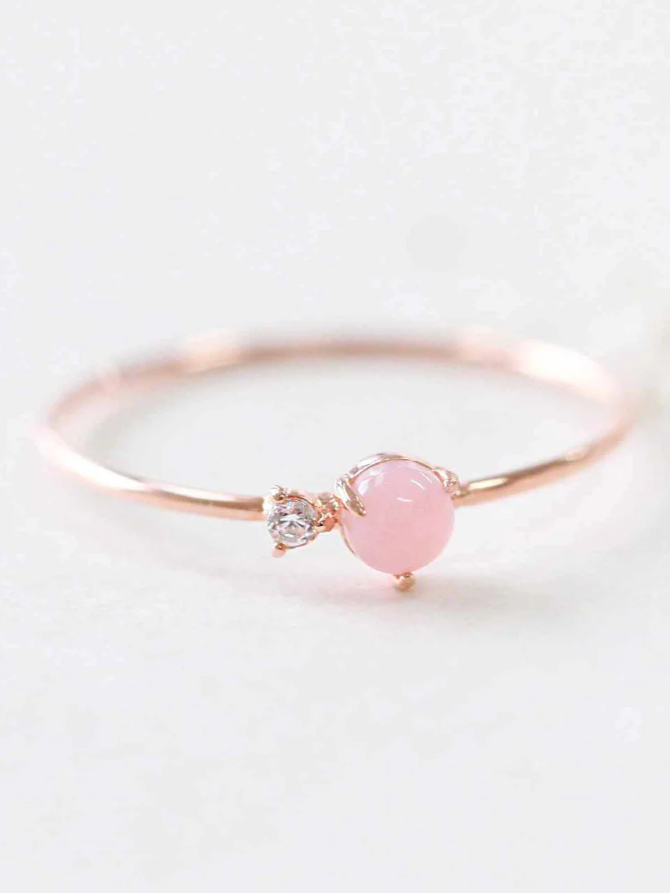 14K Gold Pink Stone Cubic Ring - Image 3